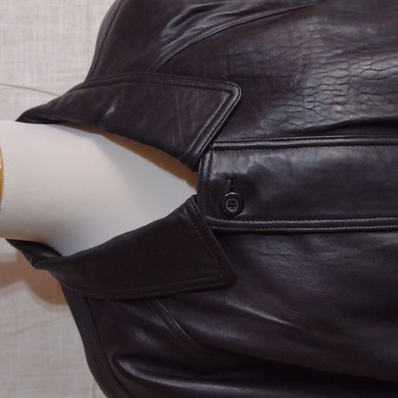 Vintage 80s Couture by J. Park black leather jacket with detachable wool lining - Picture 2 of 14